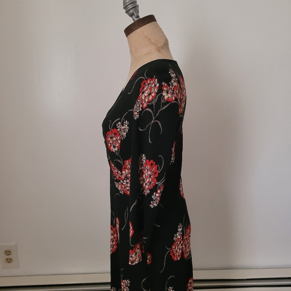Vintage Laundry by Shelli Segal Black & Red Floral Dress Whimsigoth 6 - Picture 5 of 15